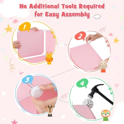 Costway 12-Cube Kids Wardrobe Baby Dresser Bedroom Armoire Clothes Hanging Closet With Door Blue/Pink - Image 6