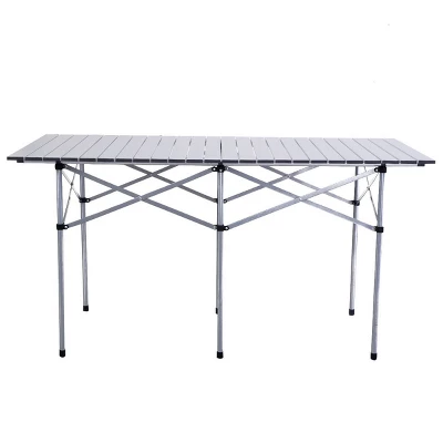 Costway Roll Up Portable Folding Camping Square Aluminum Picnic Table W/Bag (55'' ) - Image 6