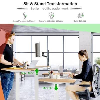 55''x28'' Electric Standing Desk Adjustable Sit To Stand Table W/USB Port WhiteNatural - Image 4
