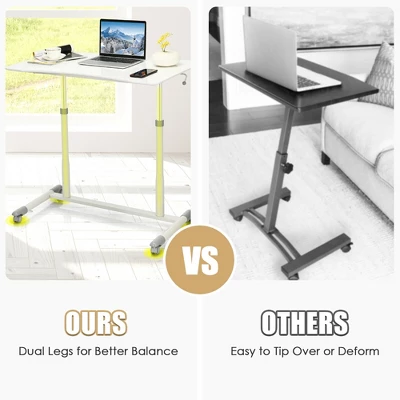 Costway Height Adjustable Computer Desk Sit To Stand Rolling Notebook Table Portable - Image 8