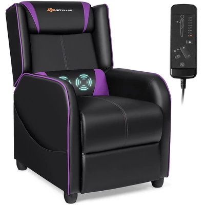 Costway Massage Gaming Recliner Chair Single Living Room Sofa Home Theater Seat PurpleGray - Image 11