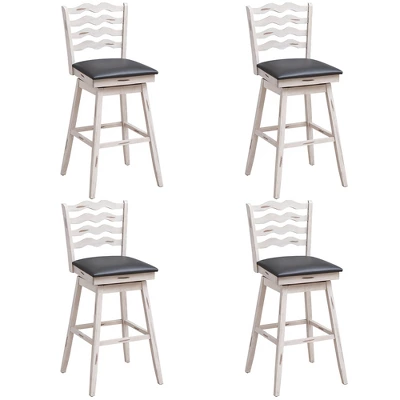 Costway Set Of 4 Swivel Bar Stools Bar Height Upholstered Faux Leather Dining Chairs - Image 10