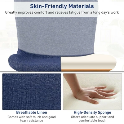 Costway Mid Back Armless Office Chair Adjustable Swivel Linen Task Chair - Image 8