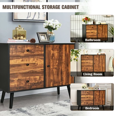 Costway Storage Cabinet W/Drawer & Side Cabinet 31.5'' Sideboard Dresser Cupboard - Image 7