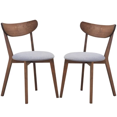 Set Of 2 Dining Chair Upholstered Curved Back Side Chair With Solid Wooden Legs - Image 9