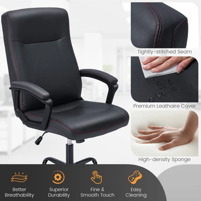 Costway Adjustable Home Office Computer Chair Swivel Rocking Executive Desk Chair With Arms - Image 7