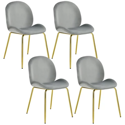 Costway 4PCS Velvet Dining Chair Accent Leisure Chair Armless Side Chair - Image 12