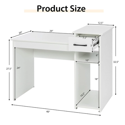 Costway Computer Desk PC Laptop Table W/ Drawer And Shelf Home Office Furniture - Image 3