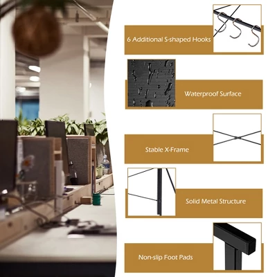 Costway Folding Computer Desk Writing Study Table W/6 Hooks Home Office BlackRustic BrowBrown Natural - Image 8