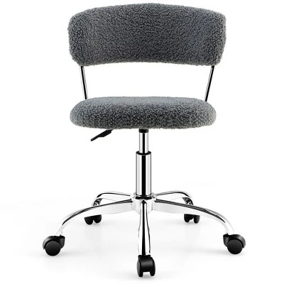 Costway Computer Desk Chair Adjustable Faux Fur Office Chair Swivel Vanity Chair - Image 8