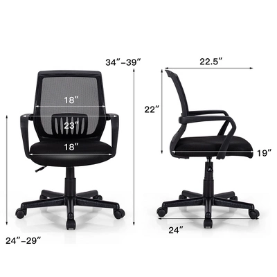 Costway Mid-Back Mesh Chair Height Adjustable Executive Chair W/ Lumbar Support - Image 2