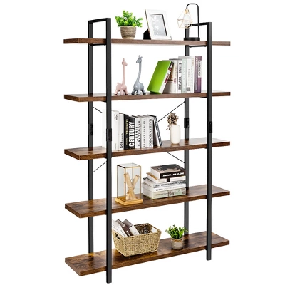 Costway 5-Tier Bookshelf Industrial Bookcase Open Storage Shelf Display Rack - Image 7