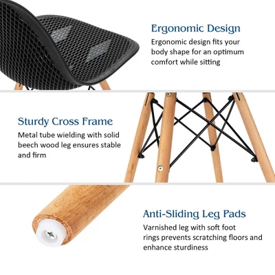 Costway 2PCS Modern DSW Dining Chair Office Home W/ Mesh Design Wooden Legs - Image 9