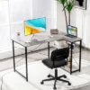 Costway 48'' Reversible L Shaped Computer Desk Home Office Table Adjustable Shelf BrownGrayNatural