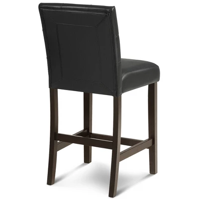 Costway Set Of 2 Bar Stools 25inch Counter Height Barstool Pub Chair Rubber Wood Black - Image 6