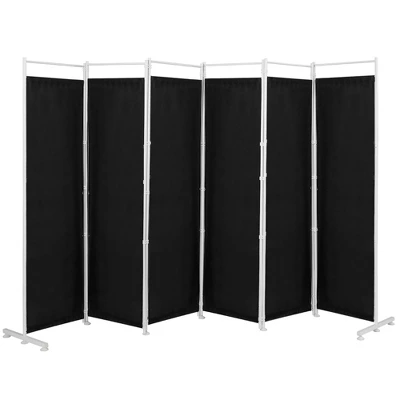 Costway 6-Panel Room Divider Folding Privacy Screen W/Steel Frame Decoration BrownBlack - Image 11