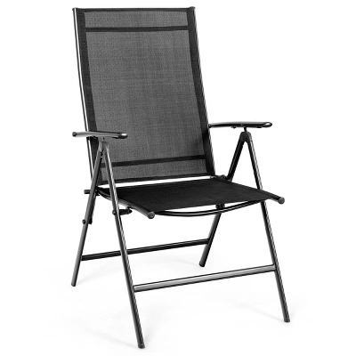 Costway 4PCS Patio Folding Dining Chair Recliner Adjustable Black - Image 7