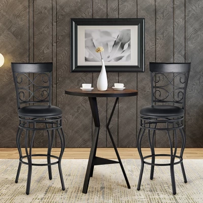 Costway Set Of 2/4 Vintage Swivel Bar Stools 30'' Bistro Upholstered Dining Chairs Black - Image 3