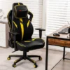 Costway Gaming Chair 360° Swivel Computer Reclining Height Adjustable 2D Armrest Yellow