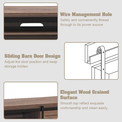 Costway Sliding Barn Door TV Stand For TV's Up To 65'' Storage Shelf Entertainment Center - Image 9