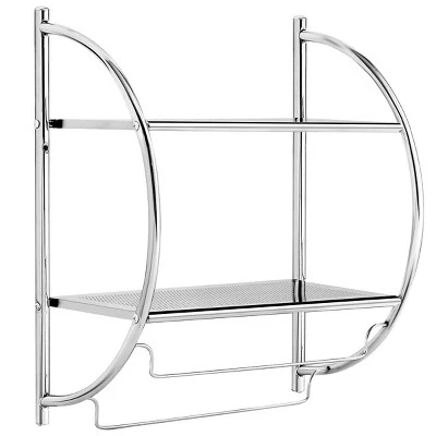 Costway 2 Tier Wall Mount Shower Organizer Toilet Bathroom Storage Rack Holder Towel Bar - Image 6