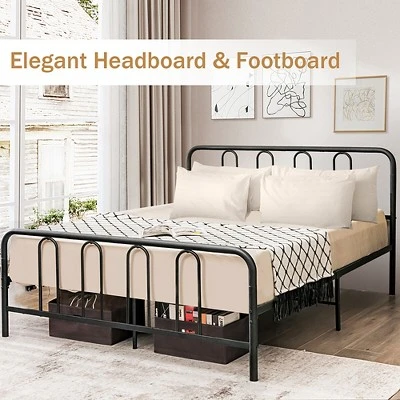 Costway Stylish Full Size Metal Bed Frame Platform Bed Base W/ Headboard & Footboard - Image 7