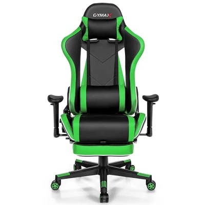 Costway High Back Gaming Chair Adjustable Office Computer Task Chair W/Footrest Green - Image 9