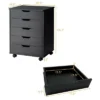 Costway 5 Drawer Chest Storage Dresser Floor Cabinet Organizer With Wheels Black