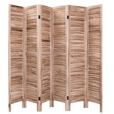 Costway 67'' High 6 Panel Room Divider Furniture Classic Venetian Wooden Slat Home - Image 11