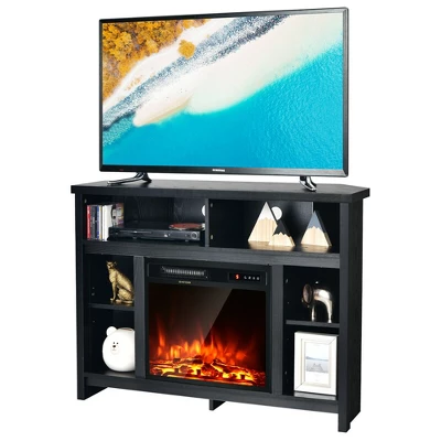 Costway 41.5'' Corner Fireplace TV Stand Storage Cabinet Electric Space Heater - Image 3