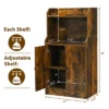 Costway Storage Cabinet Bookcase W/2 Doors And Open Shelves Display Shelf Rustic Brown