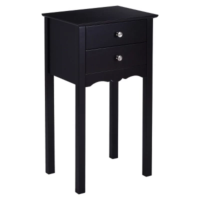 Costway Side Table End Accent Table Night Stand W/ 2 Drawers Furniture Black - Image 7