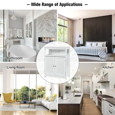 Costway Bathroom Wood Storage Cabinet W/ Double Shutter Door - Image 5