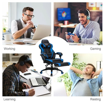Costway Office Computer Desk Chair Gaming Chair Adjustable Swivel W/Footrest - Image 8