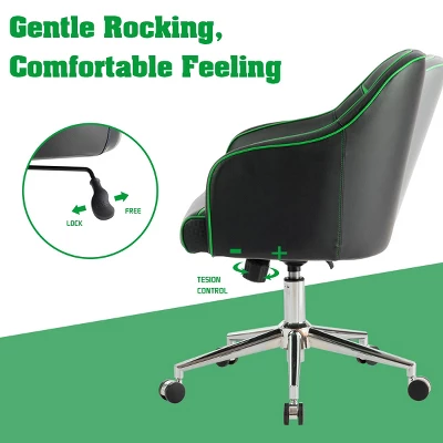 Costway Office Chair Task Desk Swivel Adjustable Height W/ Massage Lumbar Support BlueGreen - Image 7