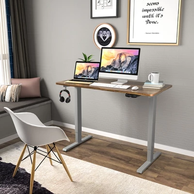 Costway Electric Standing Desk Adjustable Height Computer Desk Dual Motor W/ Controller - Image 2