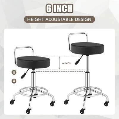 Costway Pneumatic Work Stool Rolling Swivel Task Chair Spa Office Salon W/Cushioned Seat - Image 7