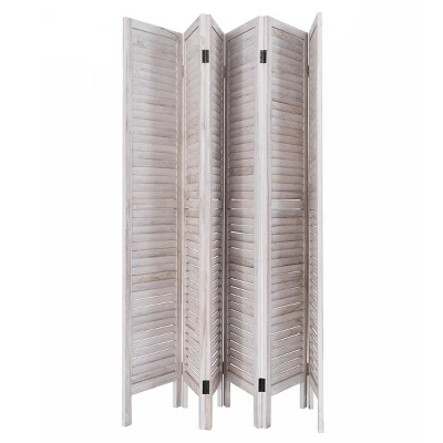 Costway 67'' High 6 Panel Room Divider Furniture Classic Venetian Wooden Slat Home