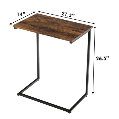 Costway C-shaped End Side Coffee Tray Sofa Table Laptop TV Snack Stand W/ Metal Frame - Image 4