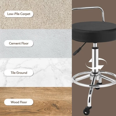 Costway Pneumatic Work Stool Rolling Swivel Task Chair Spa Office Salon W/Cushioned Seat - Image 8