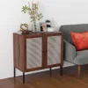 Costway Rattan Buffet Sideboard Wine Cabinet Cupboard With Adjustable Shelf Oak/Walnut