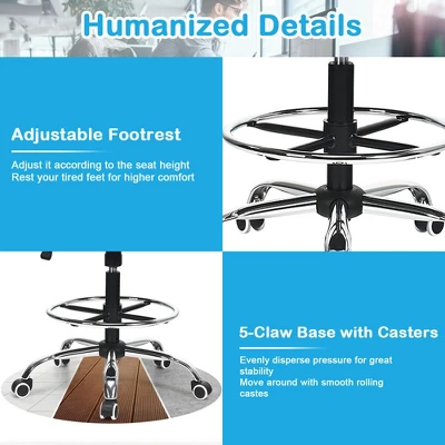 Costway Mesh Drafting Chair Mid Back Office Chair Adjustable Height Flip-Up Arm Black - Image 9