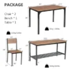 Costway 4pcs Dining Table Set Rustic Desk 2 Chairs & Bench W/ Storage Rack