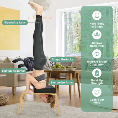 Costway Yoga Headstand Bench For Workout Relieve Fatigue Body Building Black - Image 5