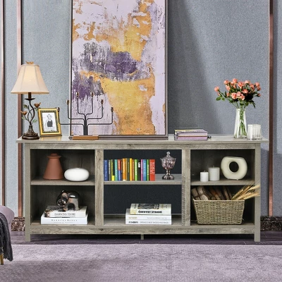 Costway 58'' 2-Tier TV Stand Entertainment Media Center Console Up To 65'' Grey - Image 3