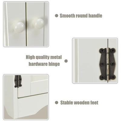 Costway Accent Storage Cabinet Adjustable Shelves Antique 2 Door Floor Cabinet White - Image 2