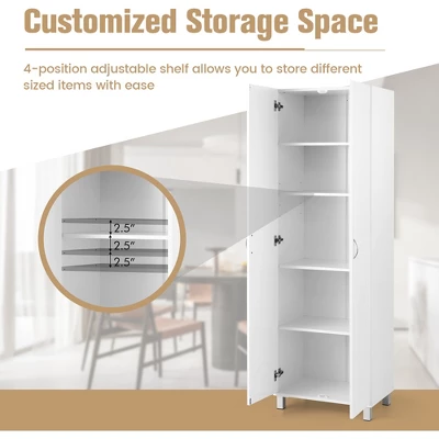 Costway 73.5''Double Door Tall Pantry Cabinet Freestanding Versatile Storage Organizer White - Image 5