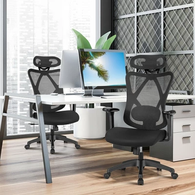 Costway Reclining Mesh Office Chair Swivel Chair W/ Adjustable Lumbar Support - Image 3
