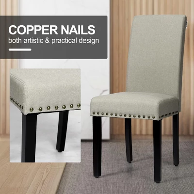 Costway Set Of 4 Fabric Dining Chairs W/Nailhead Trim - Image 5