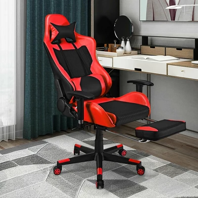 Costway Massage Gaming Chair Recliner Racing Chair W/ Massage Lumbar Support & Footrest - Image 3